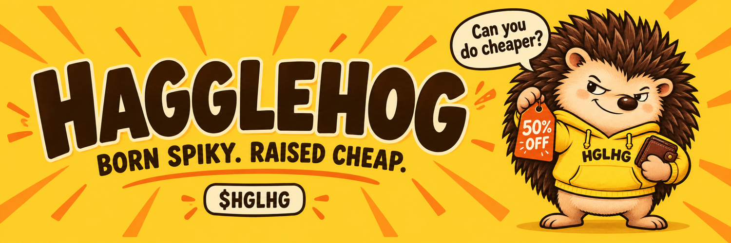 HaggleHog brand banner: Born spiky. Raised cheap. Can you do cheaper?